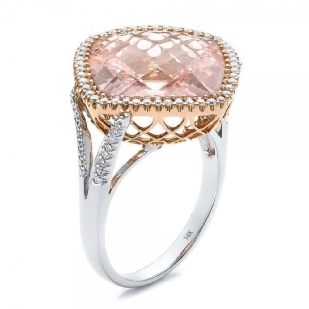 Stunning!! Morganite Rose Gold Statement Ring - Picture 3 of 8